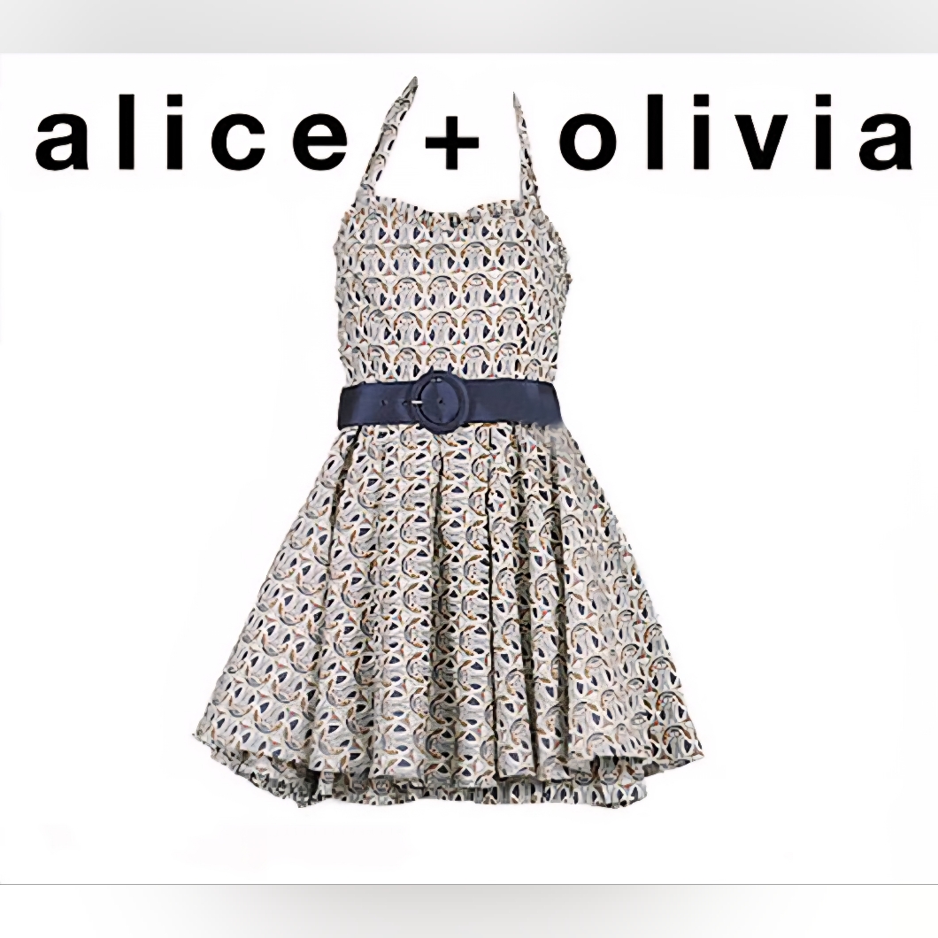 Alice + Olivia Patterned Dress - Blue And White